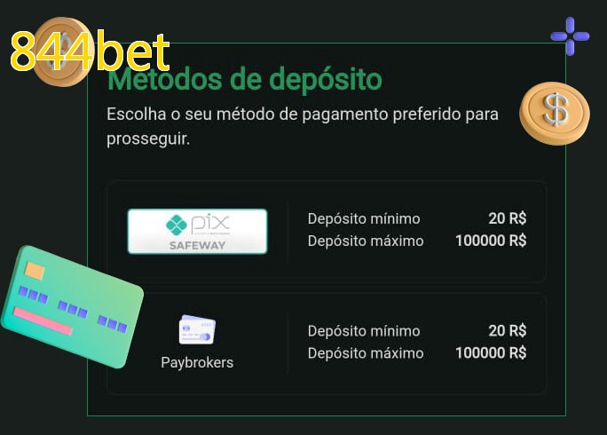 O cassino 844betbet oferece uma grande variedade de métodos de pagamento